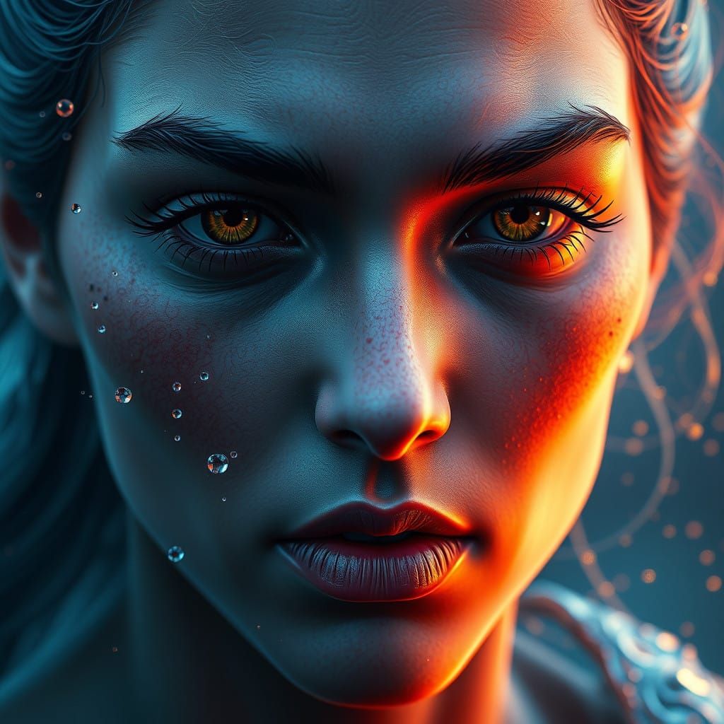 Fantastical Face in Vibrant, Intricate Detail