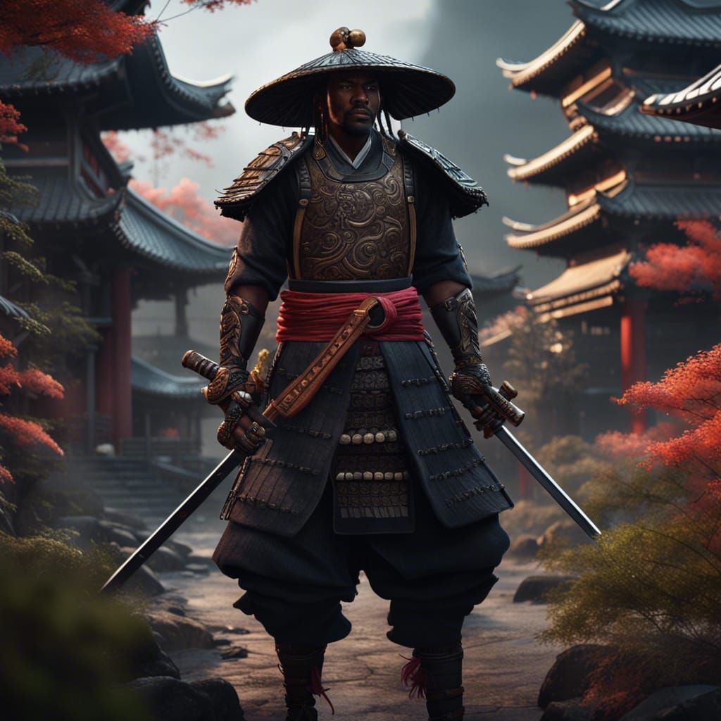 Black Samurai Warrior: Detailed Matte Painting