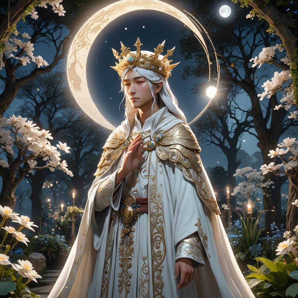 Anime Saint in Moonlit Garden Concept Art