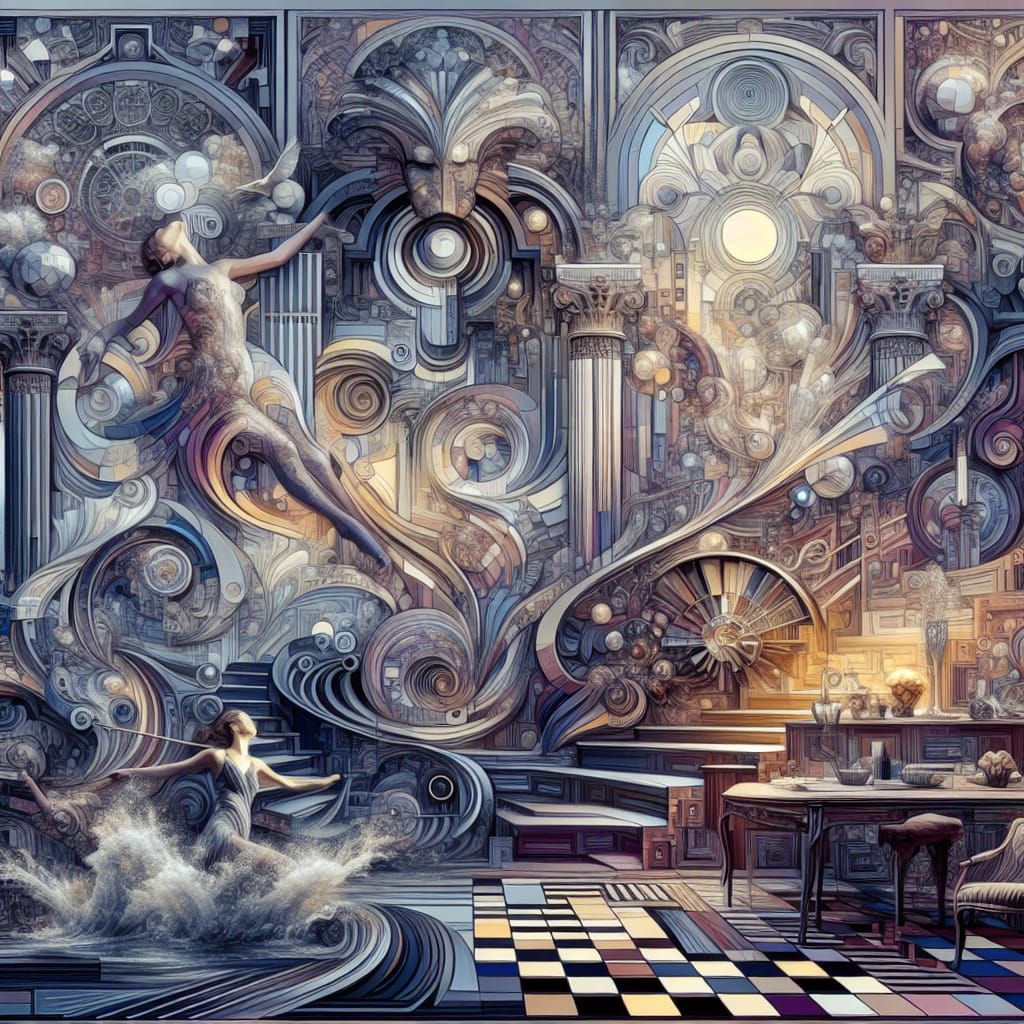 Opulent Digital Matte Painting in Rococo Symbolism Style