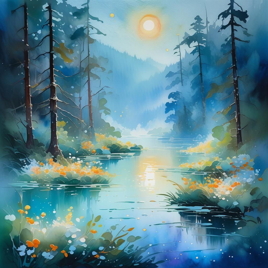 Ethereal Being of Mist and Light in Gouache