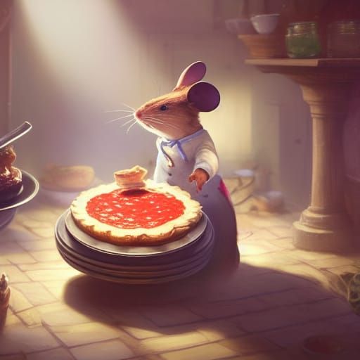 Mouse Chef Baking Pie: Whimsical Concept Art