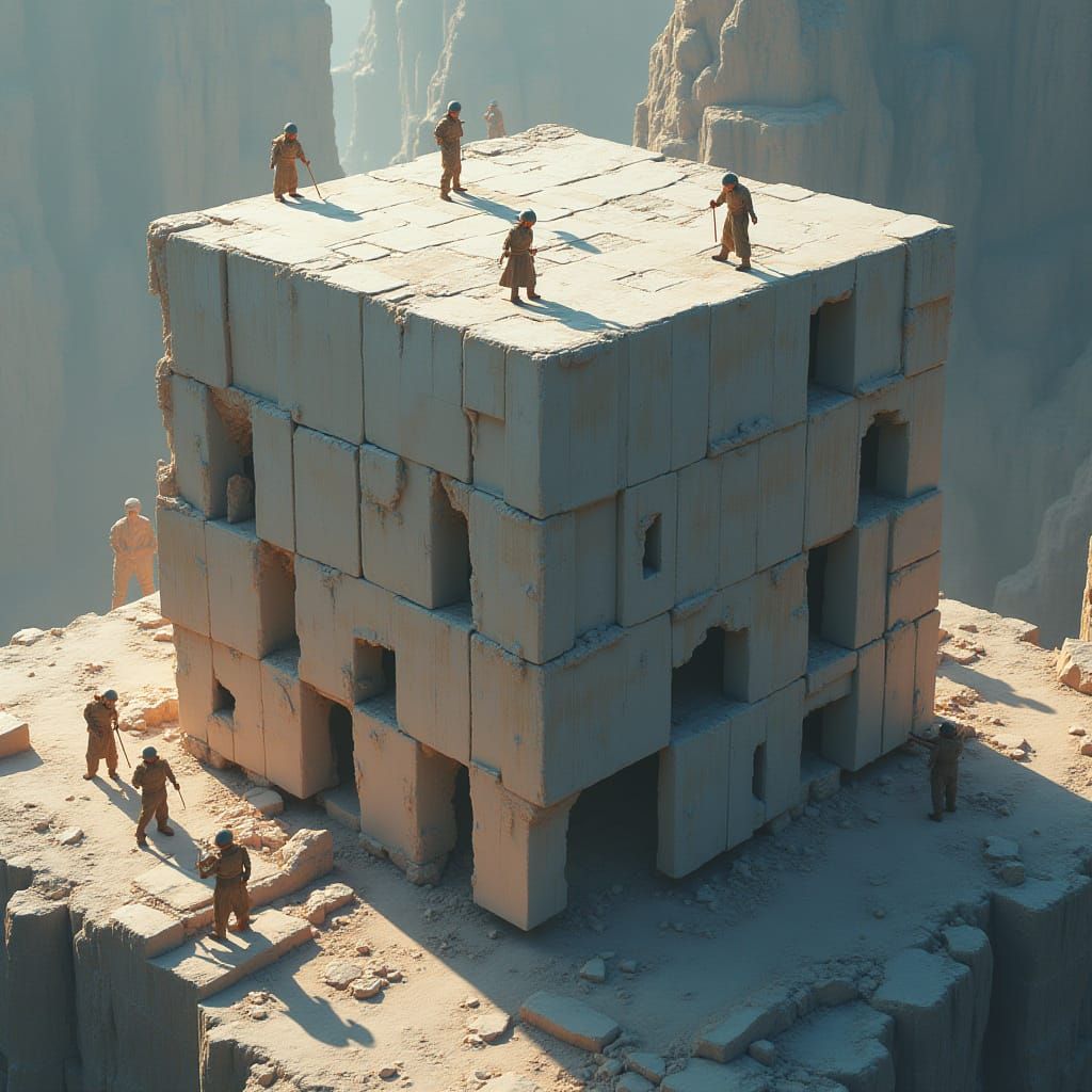 Giant 3D Cube Construction With Tiny Builders