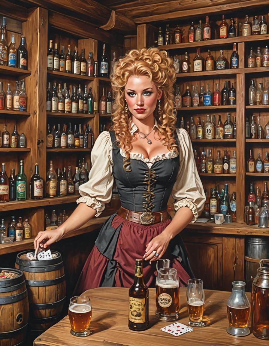 Wild west saloon (pretty lady server).