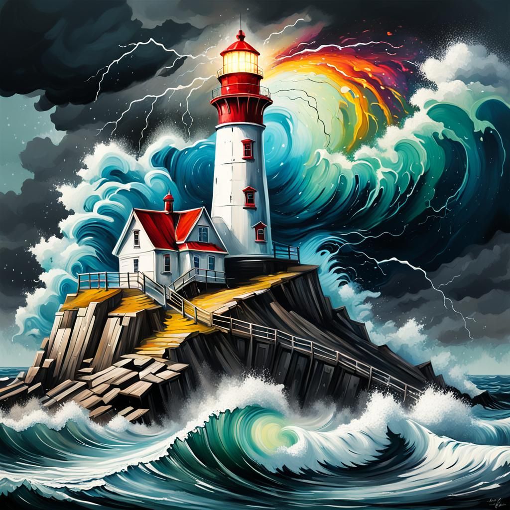 The Lighthouse in a Storm - Joanna P.