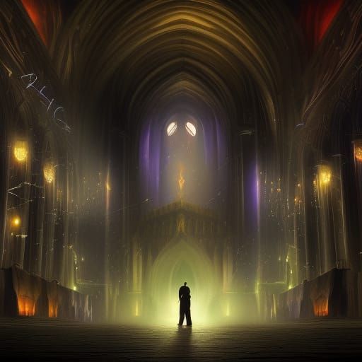 Lasombra Vampire in Cathedral with Living Shadows