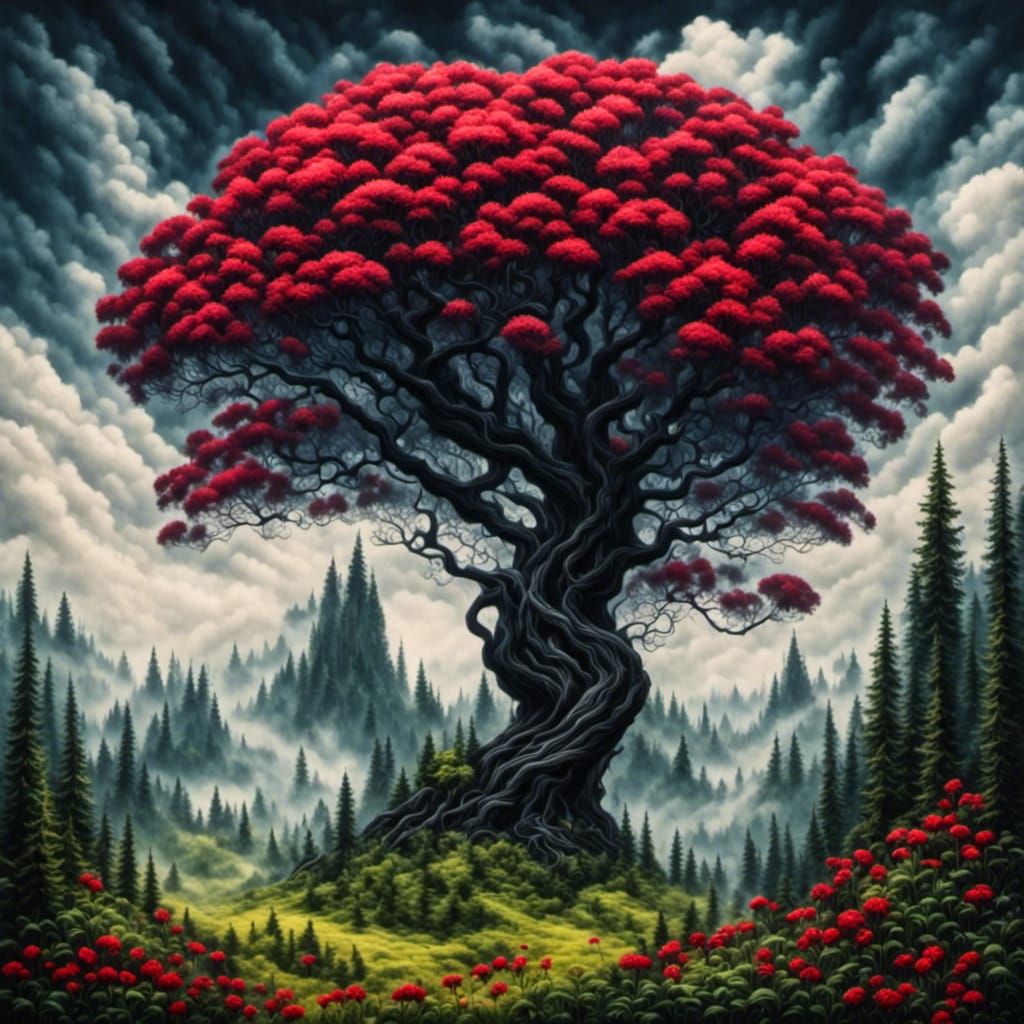 Dreamlike Dark Landscape Generated by AI