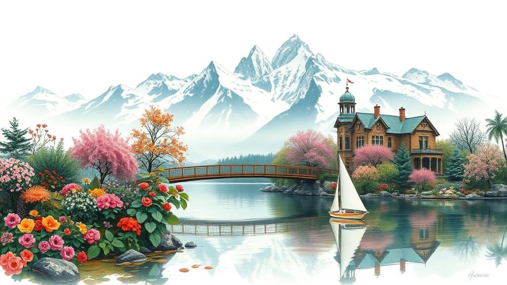 Ethereal Garden Landscape in Post-Impressionist Style