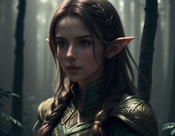 High Elf Archer in Dark Fantasy Forest