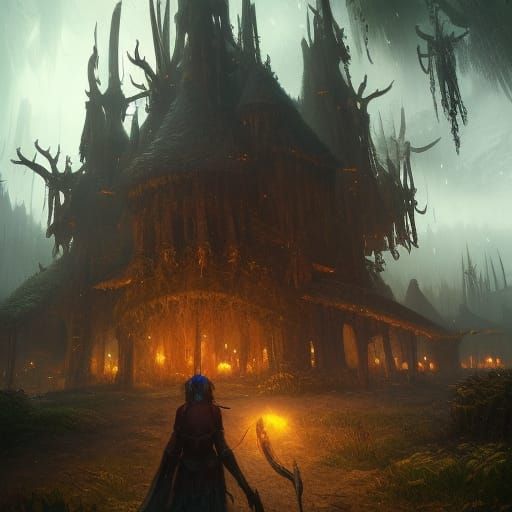 Fantasy Shaman Village: Dark Fantasy Concept Art