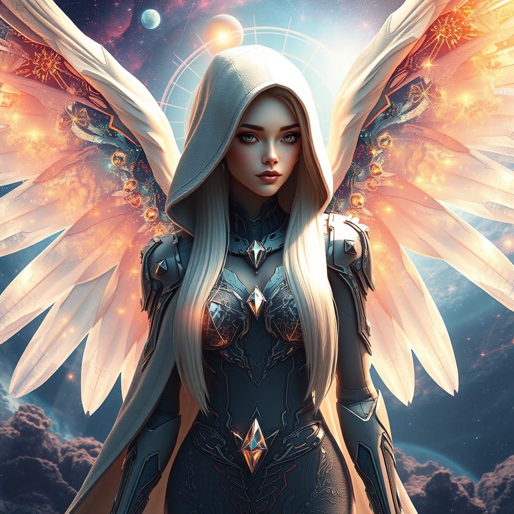 Cyborg Angel in Celestial Elegance