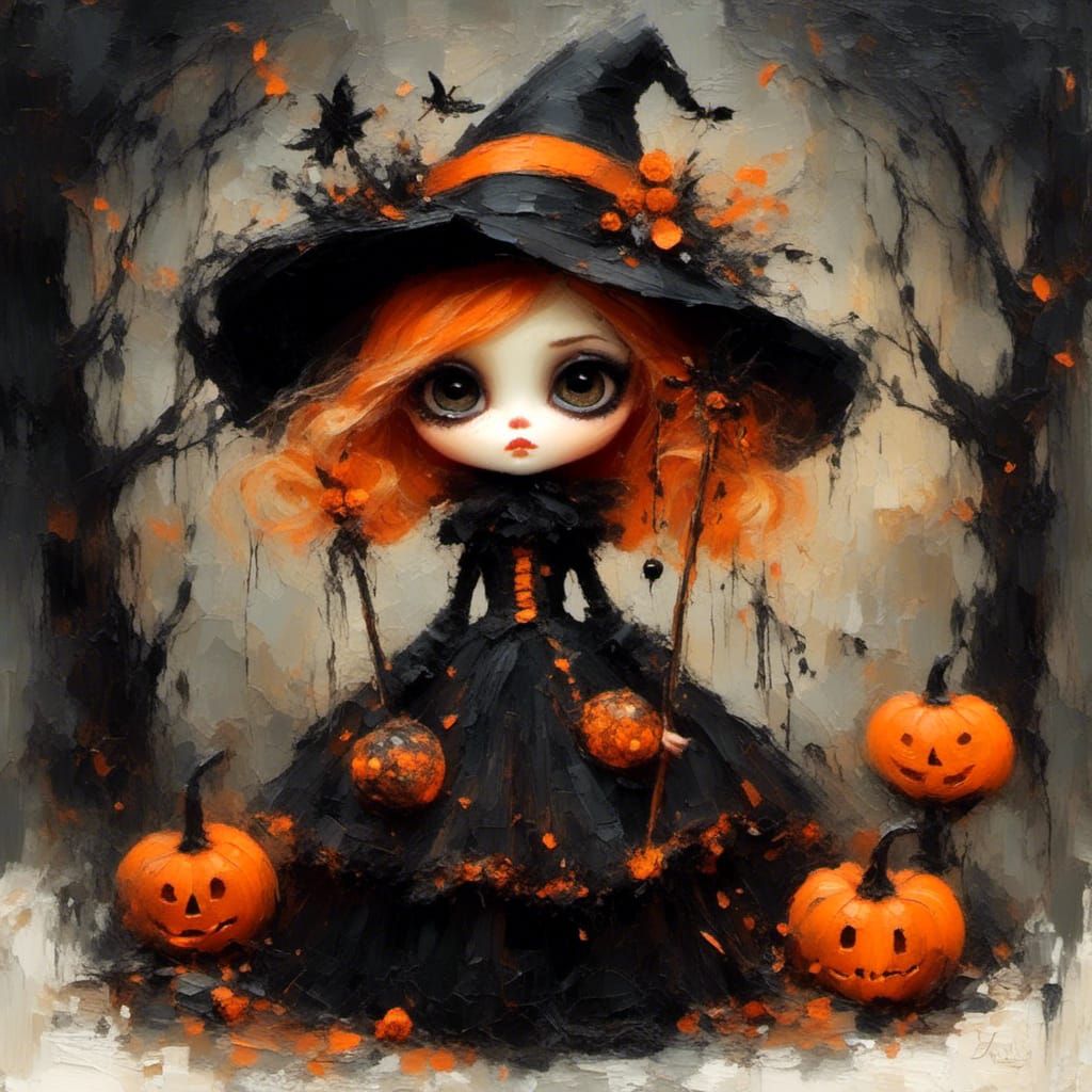 Whimsical Halloween Witch in Storybook Illustration