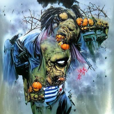 Halloween Zombie Emerges in a Graveyard