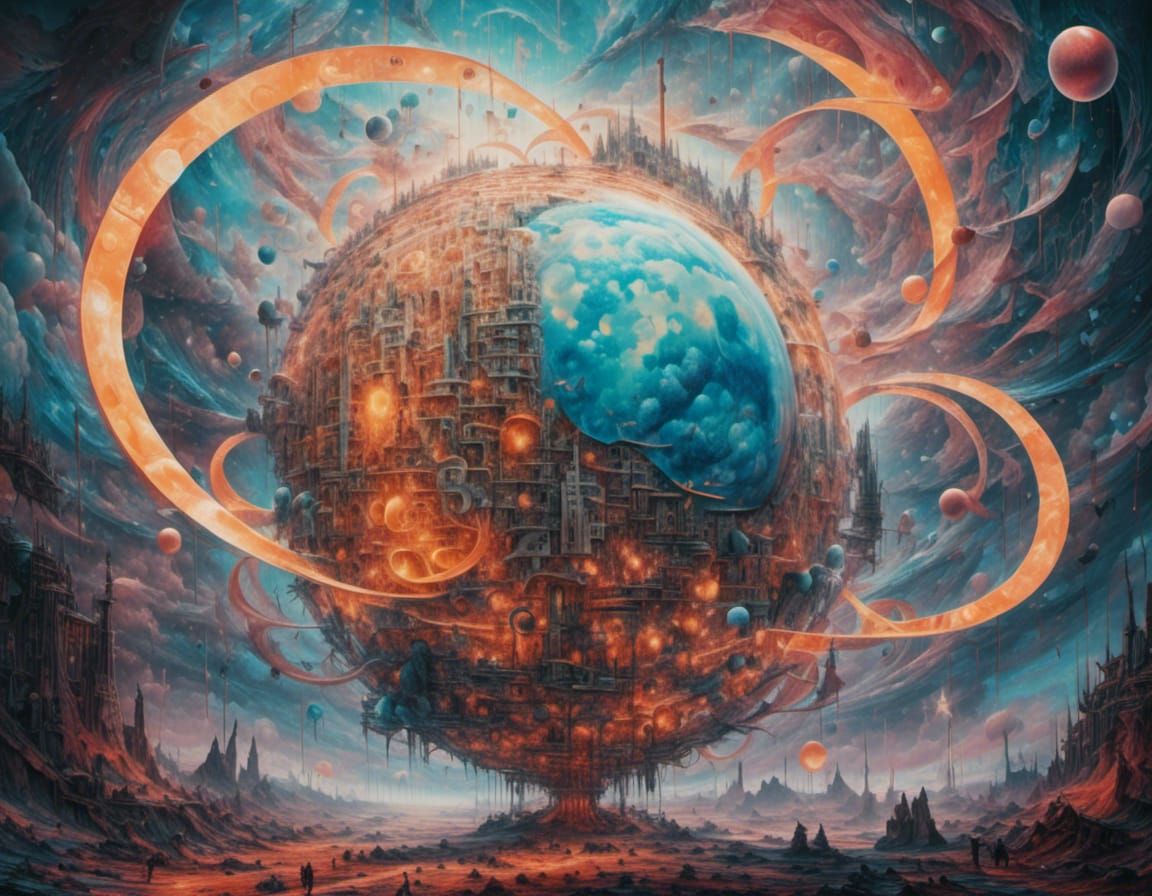 Surreal Planet Formation in Mixed Media Collage