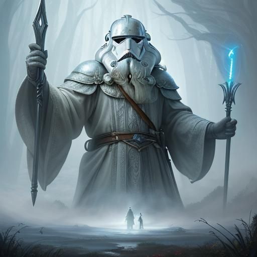 Gandalf's Mystical Battle: Ethereal Fantasy Oil Painting