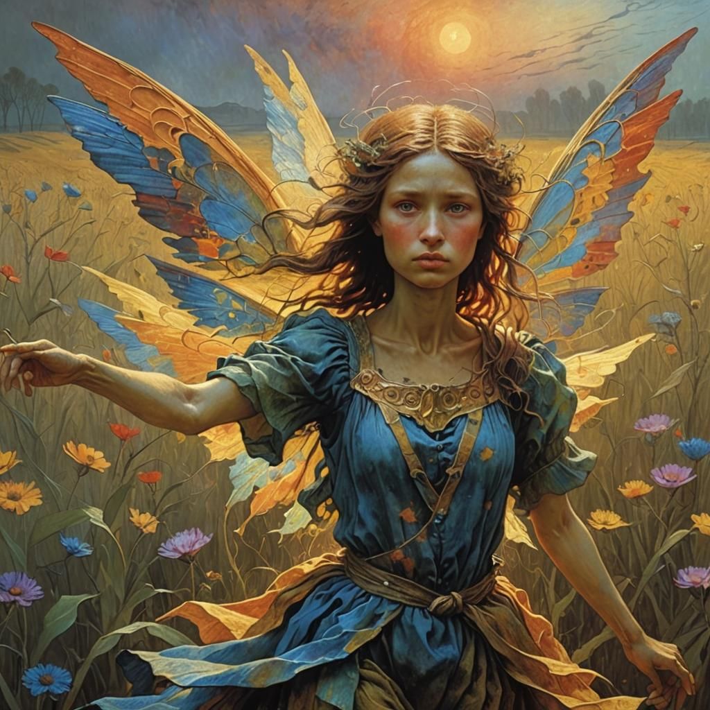 Surreal Fairy Scene in Warm Colors
