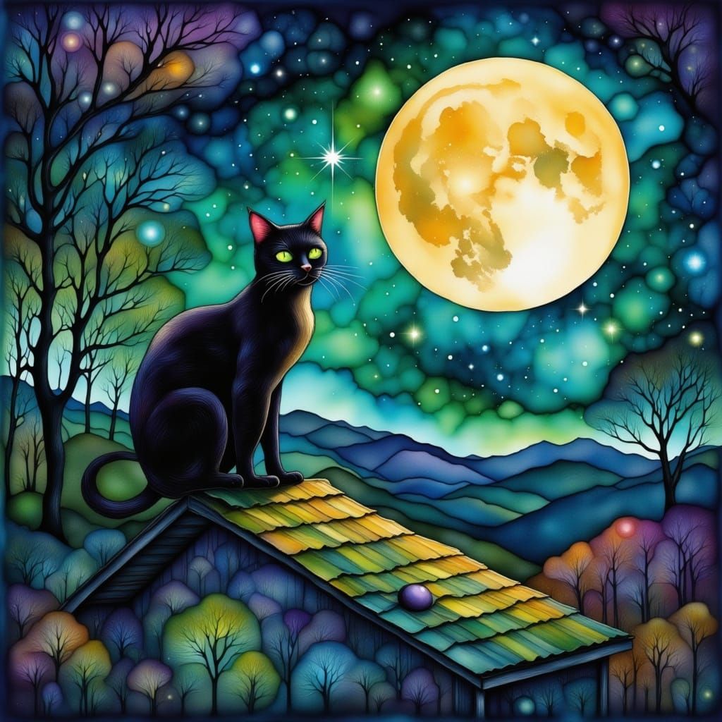 Cat on a Roof: Single Line Minimalist Art