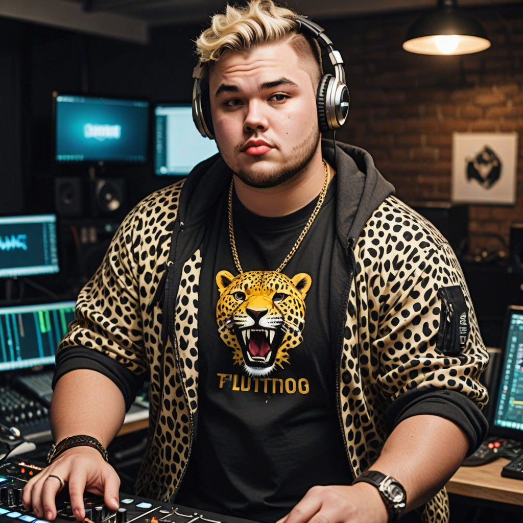 British DJ in Cheetah Print Outfit Spinning Tracks