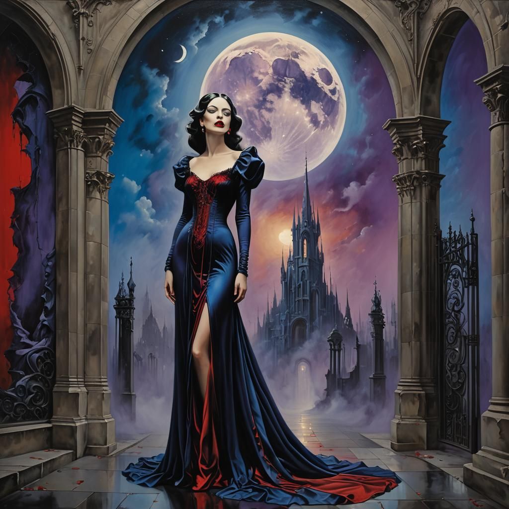 Gothic Dream: Maiden in Surreal Landscape