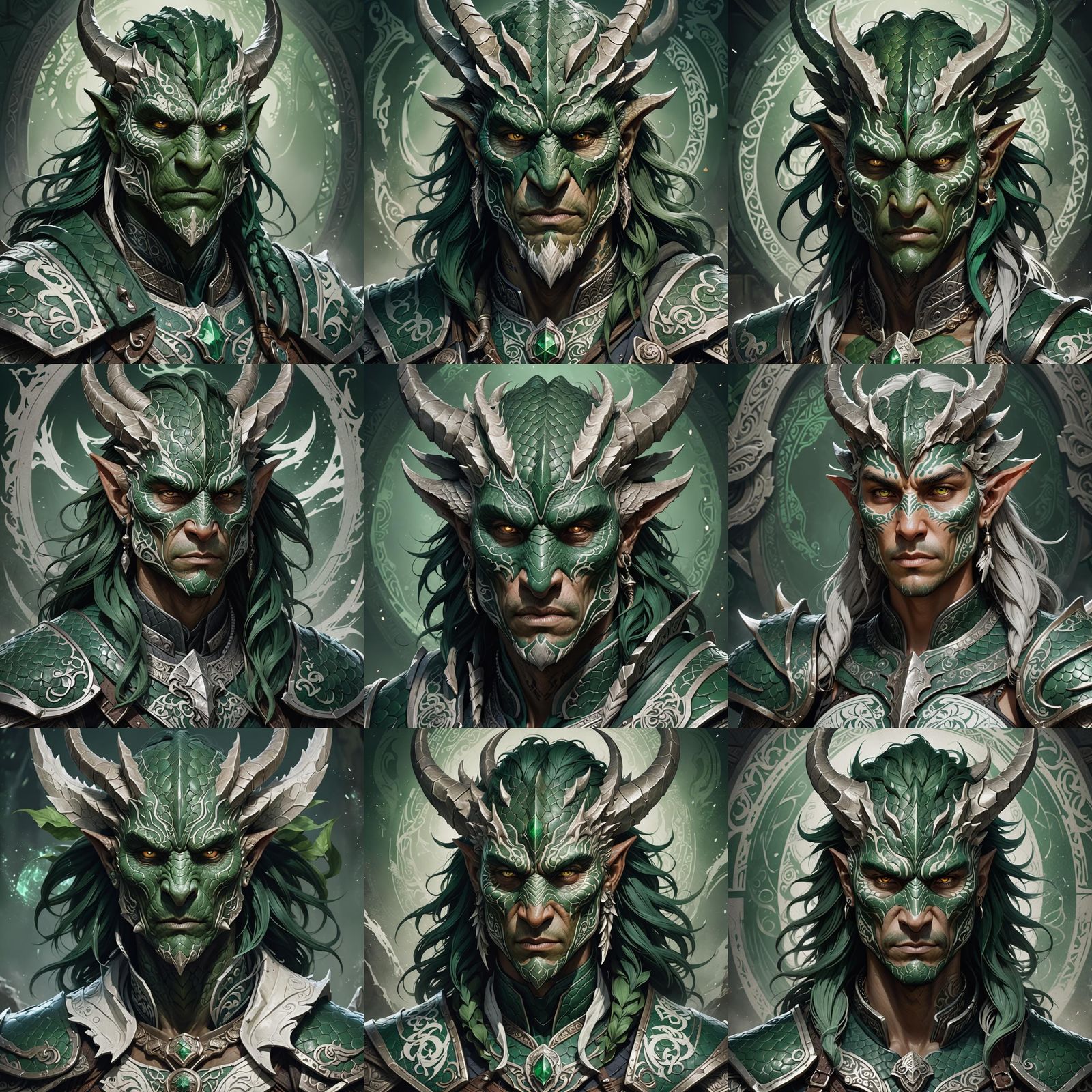 Dragonborn Portrait with Tribal Tattoos in Hyperrealism