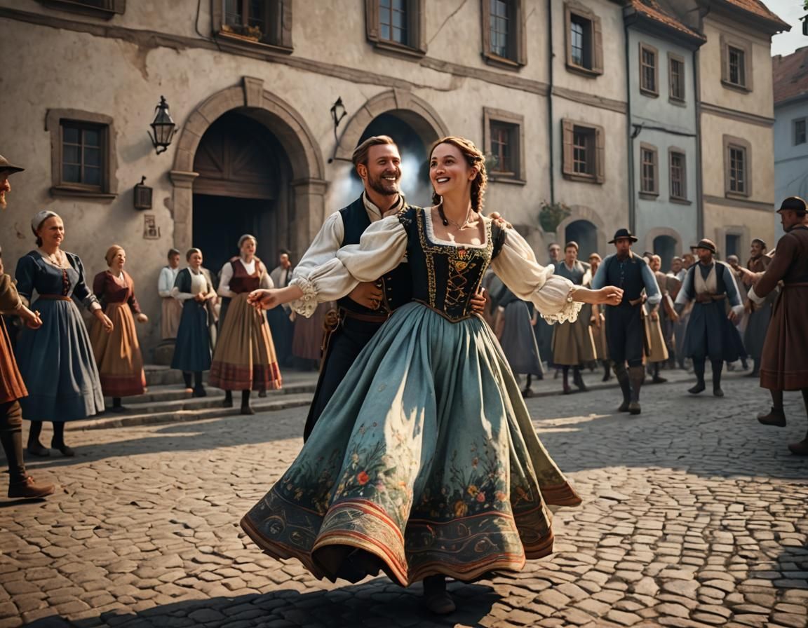 Moravian Woman Dancing in Kyjov Dress: 3D Game Art
