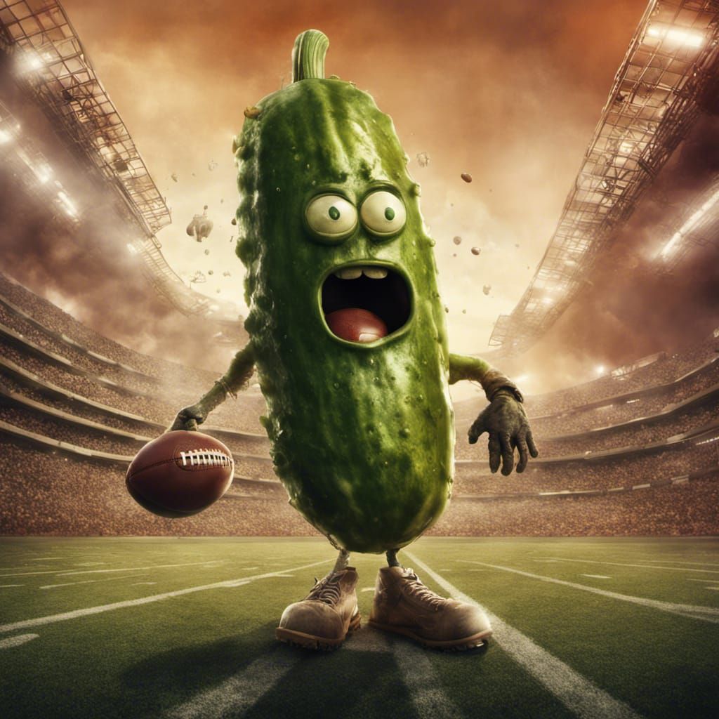 Anthropomorphic Pickle Scores Touchdown in Apocalyptic Stadi...