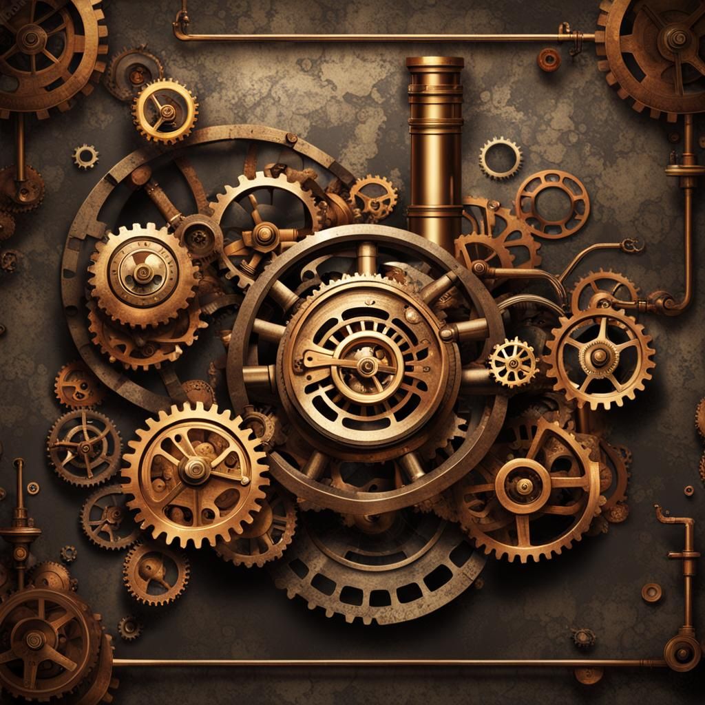 Steampunk Podcast Background with Cogs and Gears