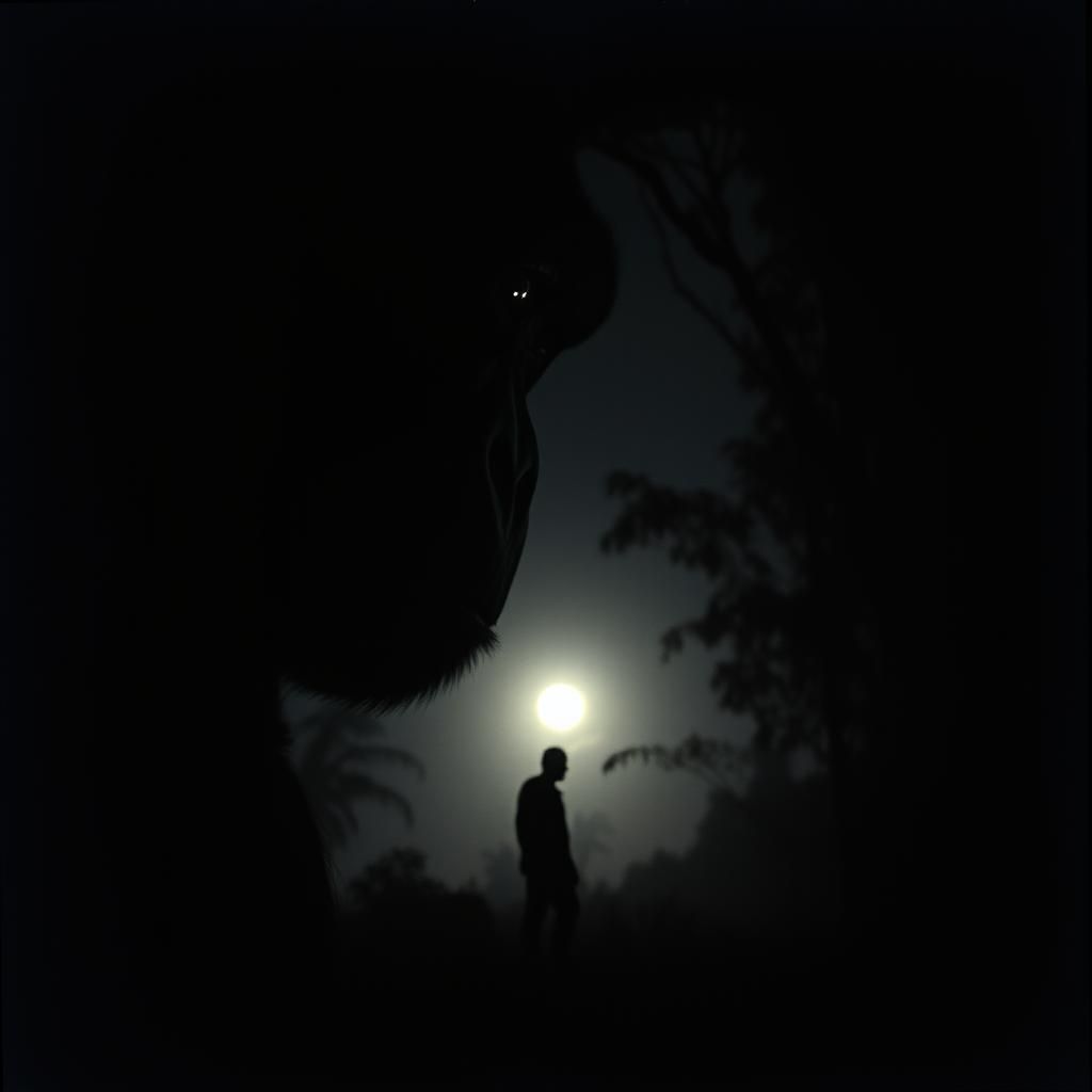 Dramatic Gorilla Emerges from Shadowy Jungle