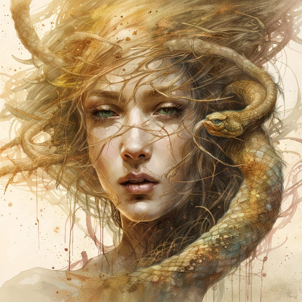 Eldritch Snake Dissolving: Digital Art Masterpiece