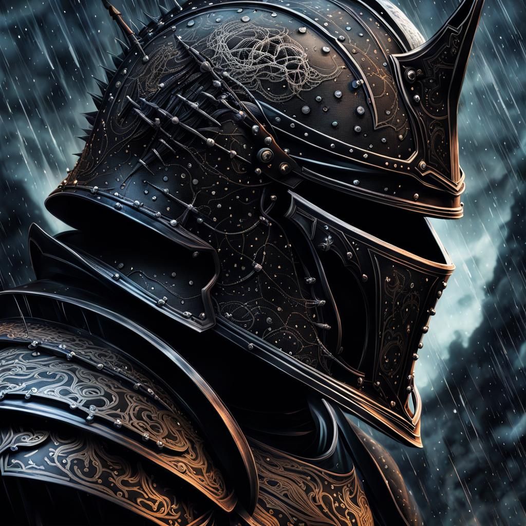 Detailed Hell Knight in Constellation Landscape