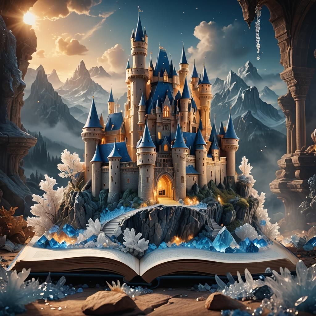 Crystal Castle Pop-Up Book in Digital Matte Painting