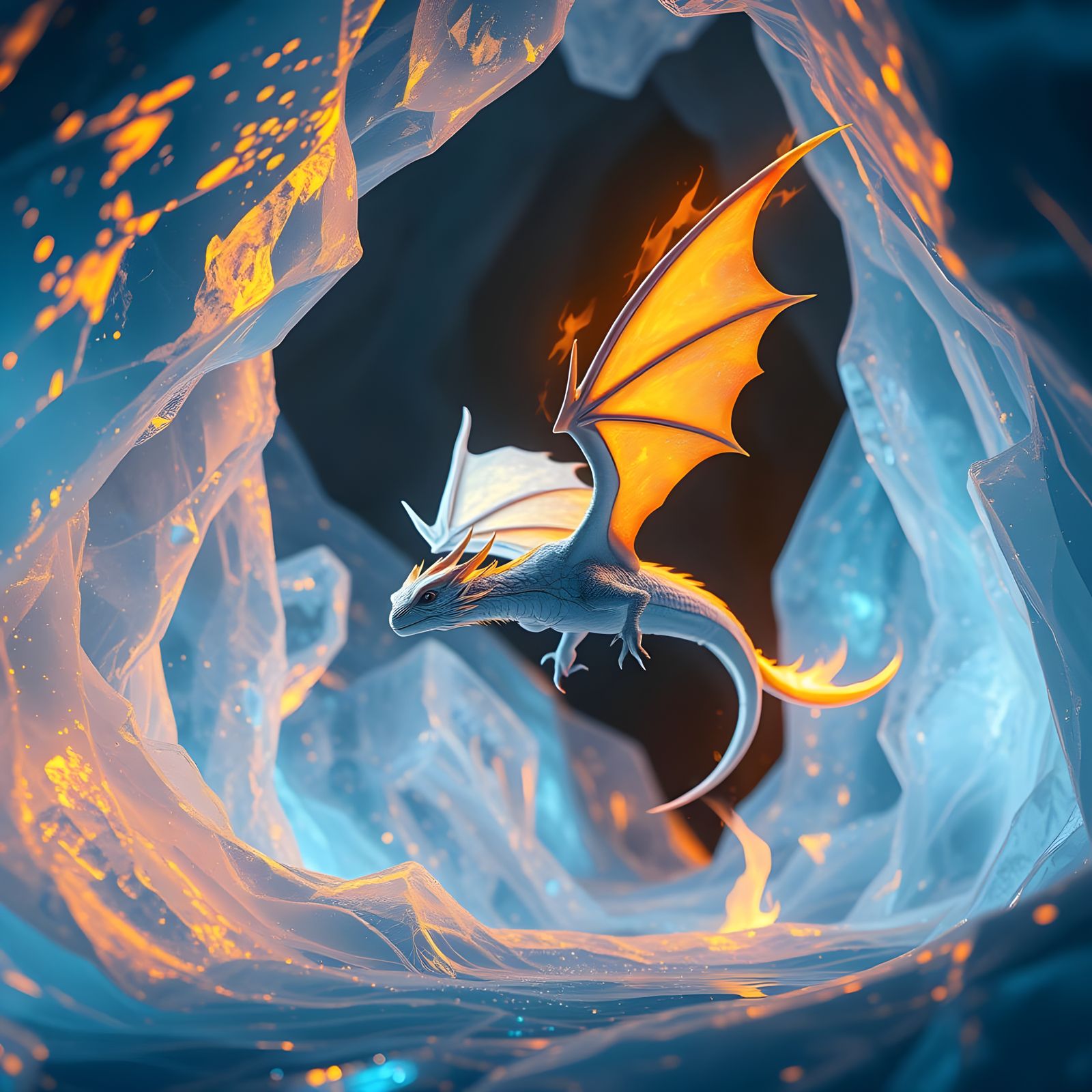 Dragon Ignites the Frozen Cave