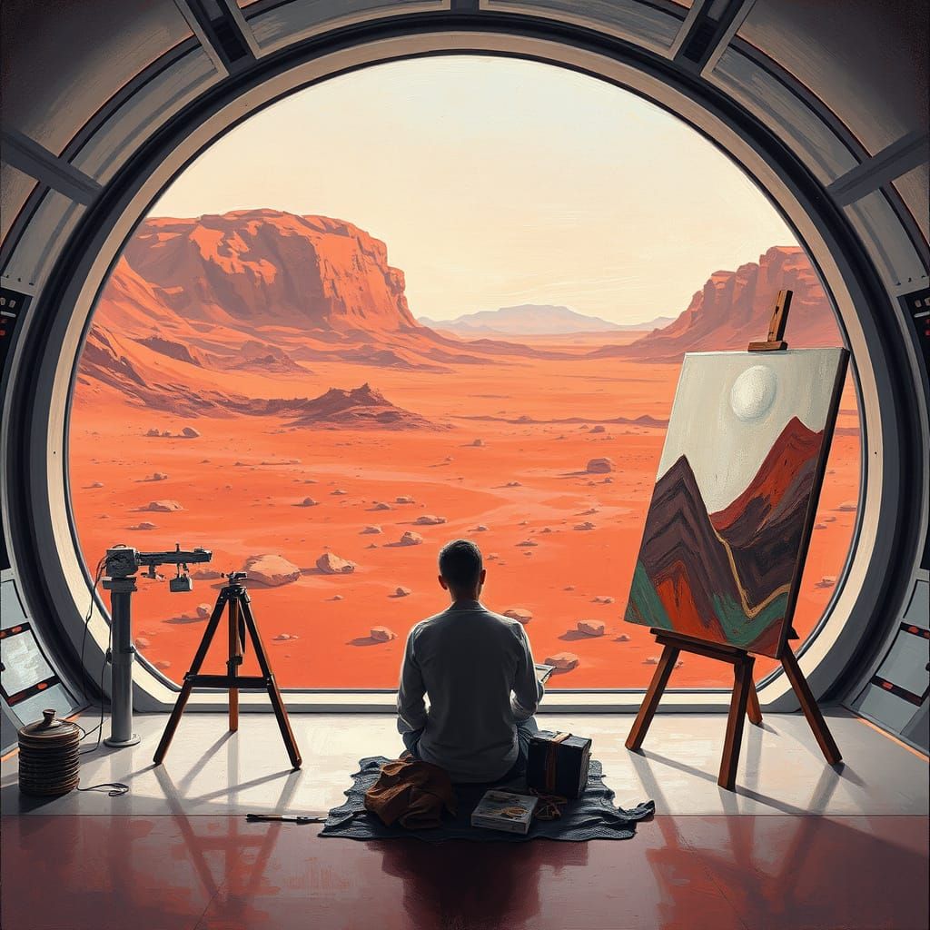 Artist Paints Mars From Colony Window