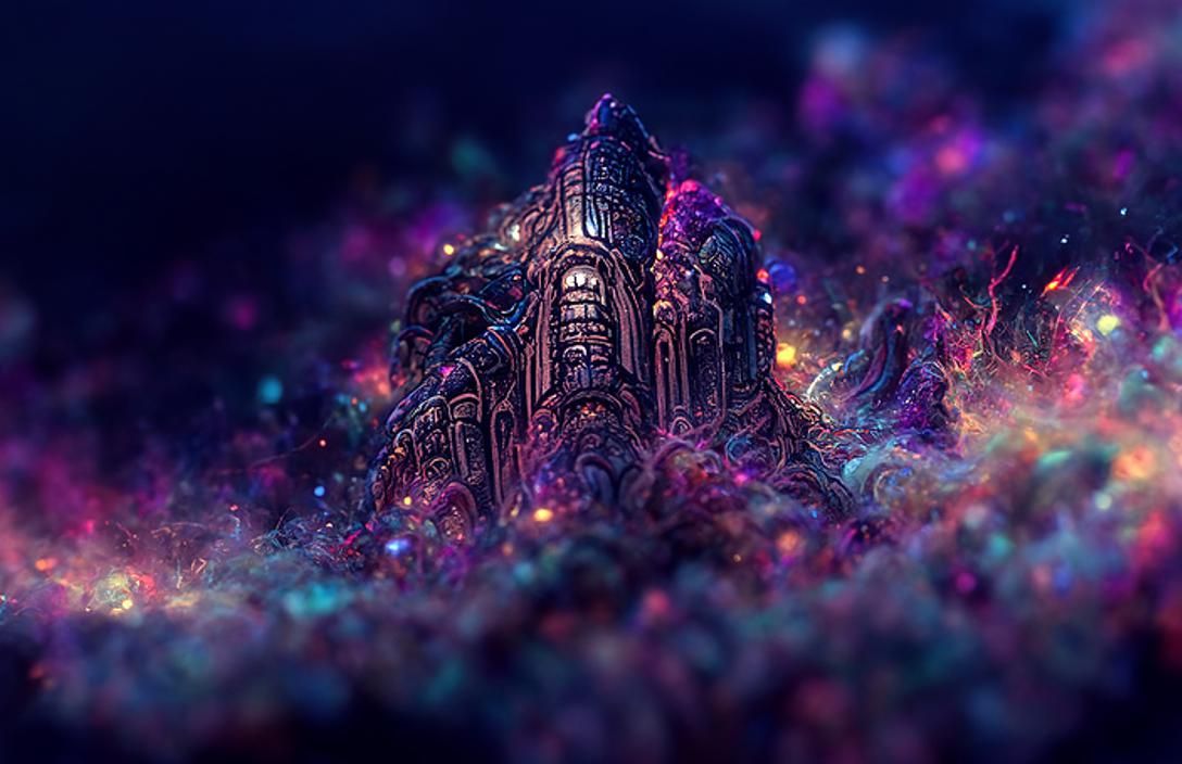 Omnipotent Galactic Castle in Art Nouveau Style