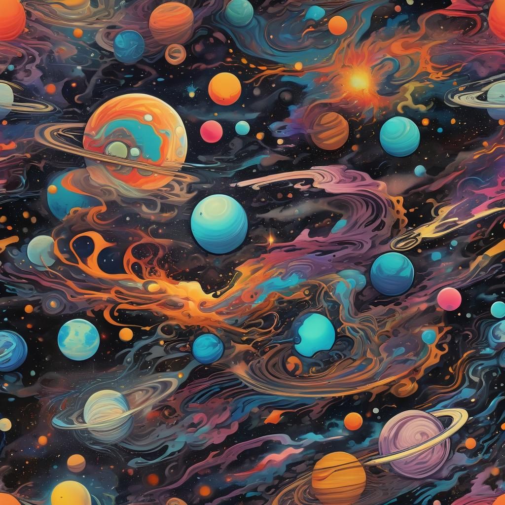 Cosmic Graffiti Art in Salvador Dali Style