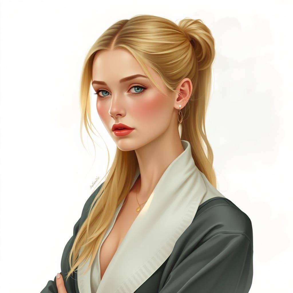 Elegant Portrait of Kiki Seiran in Art Nouveau Style