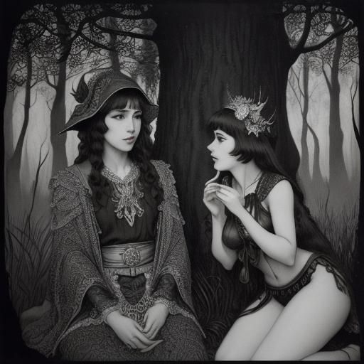 Flirty Antlered Woman in Enchanted Woods