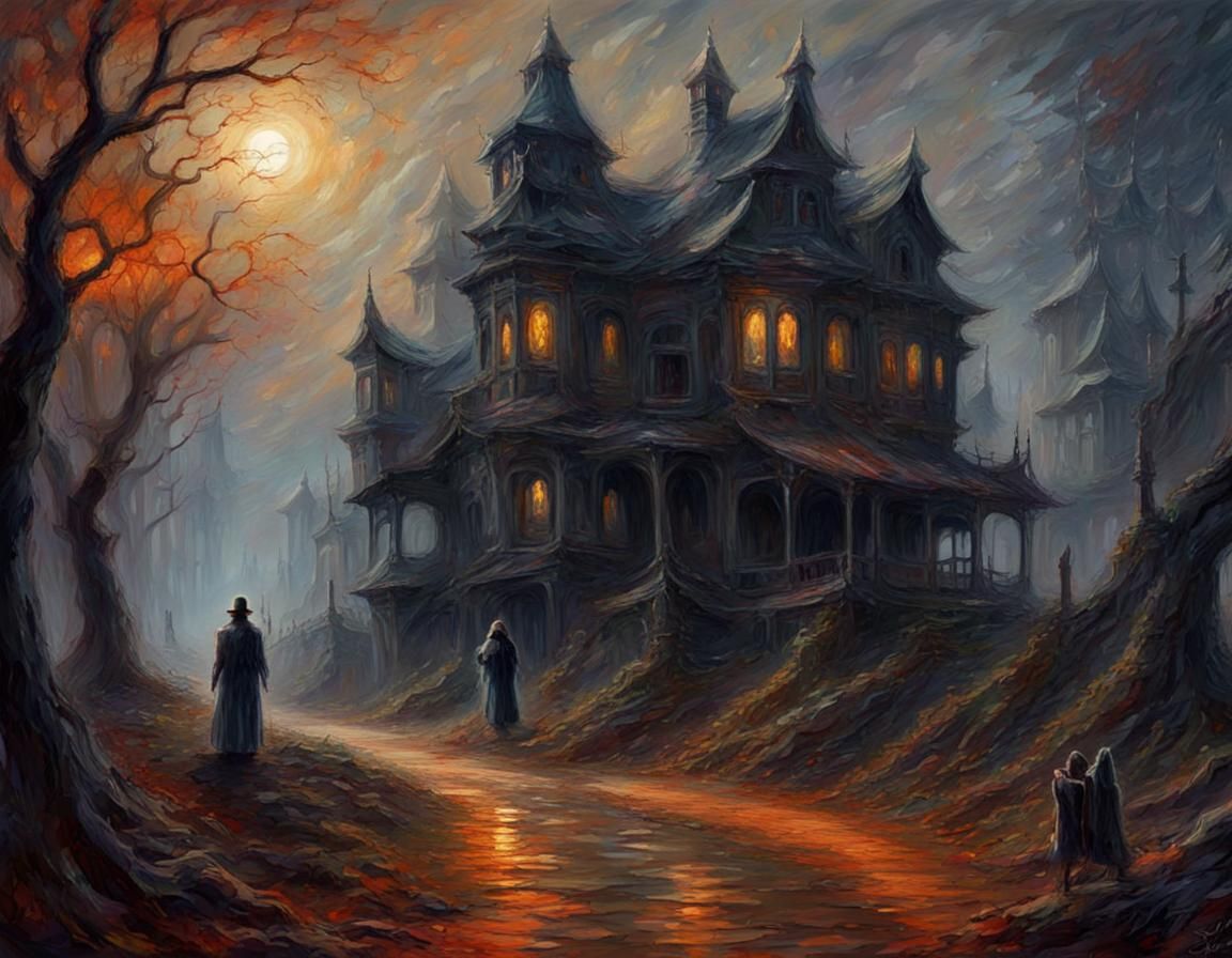 Dark Sinister Fantasy in Impressionistic Style