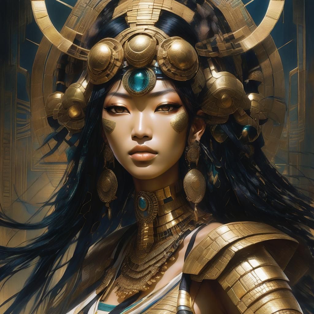 Amazonian Woman in Egyptian Style Fantasy Illustration