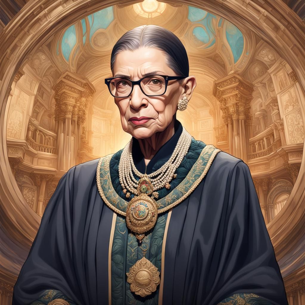 Ruth Bader Ginsburg Portrait in Art Nouveau Style