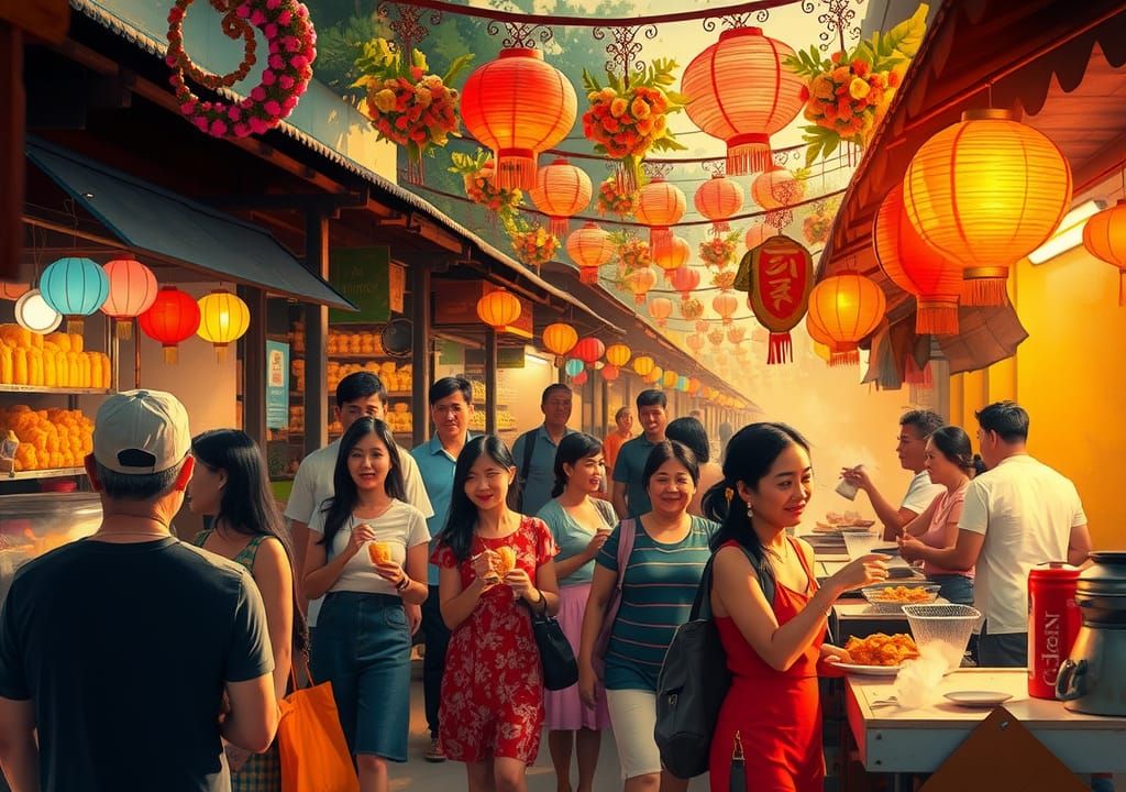 Vibrant Thai Street Food Scene in Pop Art Style