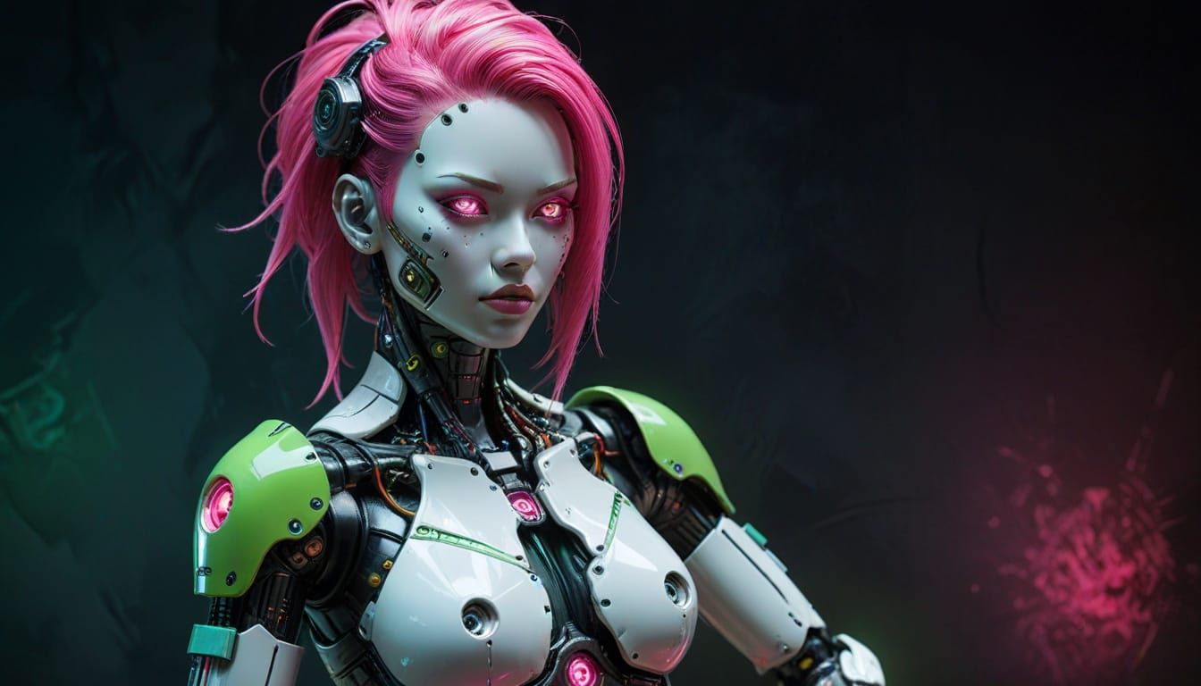 Cyberpunk Android Gynoid with Neon Lights
