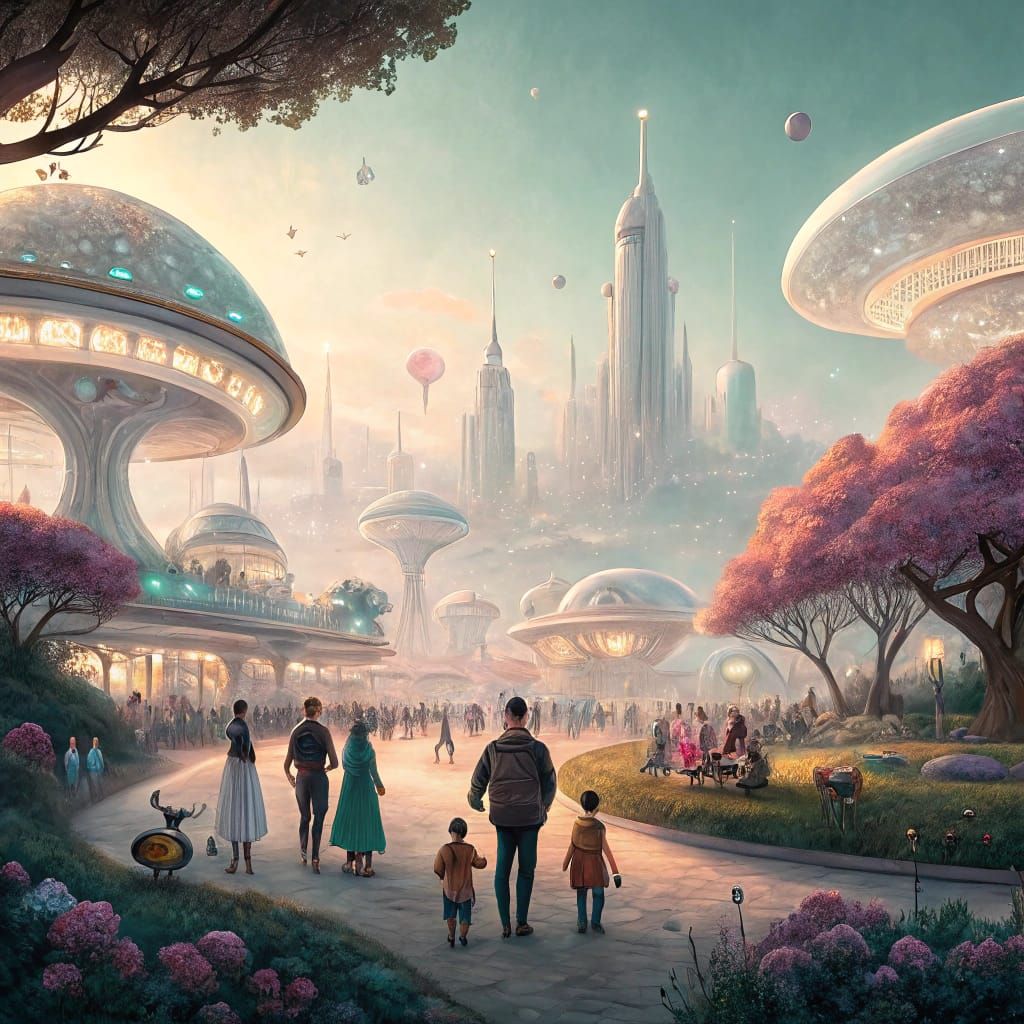 Ethereal City of Unity and Togetherness in a Futuristic Utop...