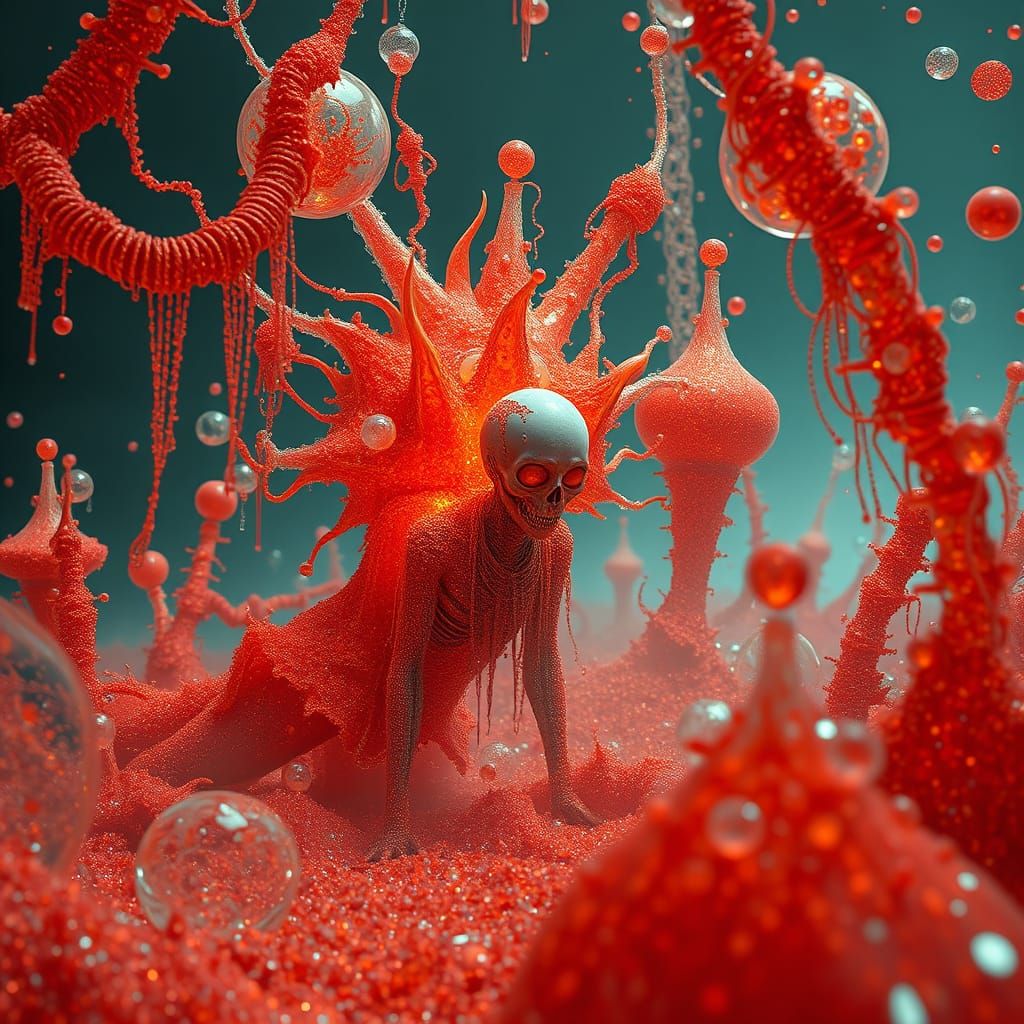 Soulless Being in Dreamlike Glitter Environment