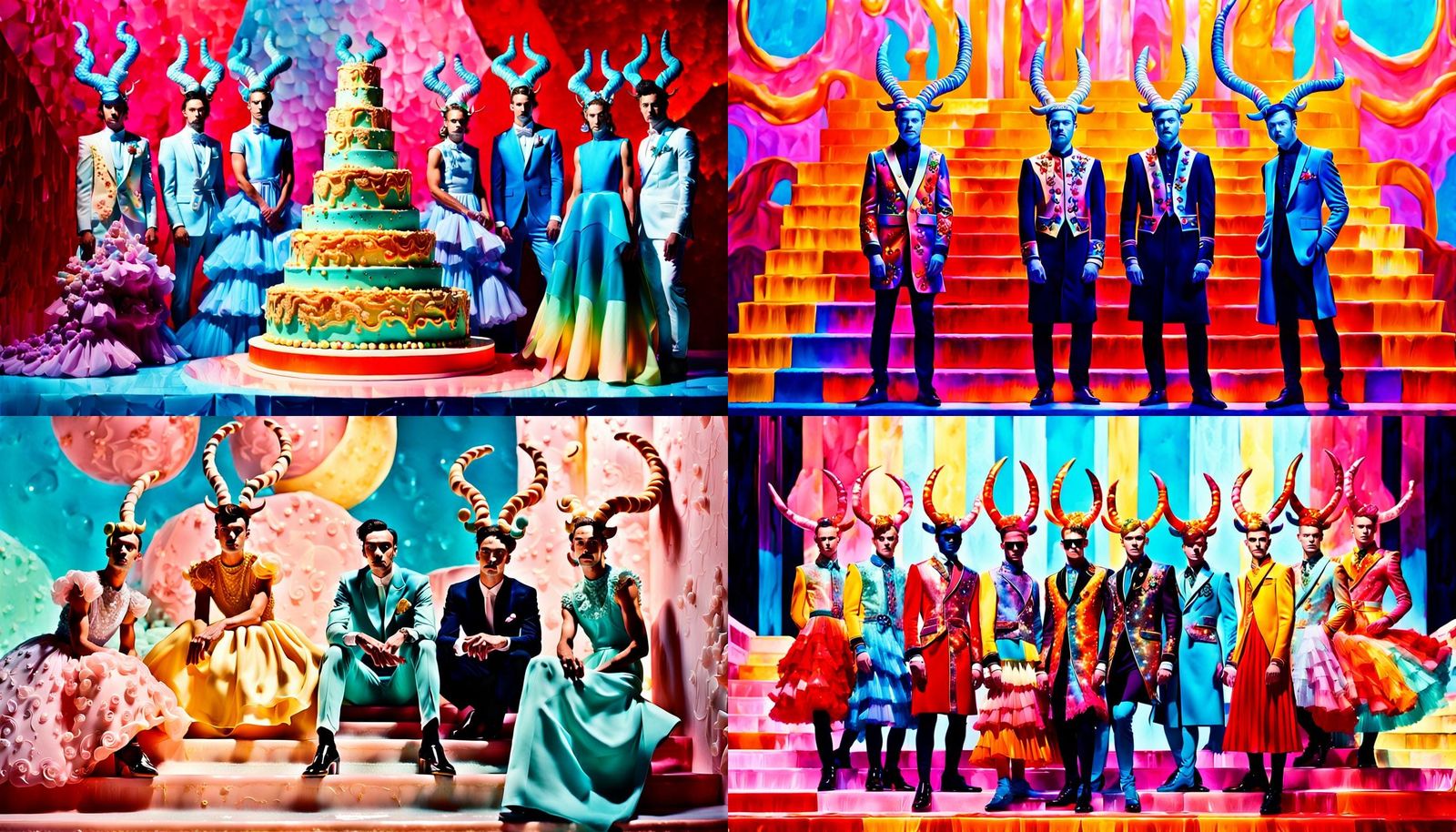 Cake-Inspired Couture: Horned Men in Feminine Dresses