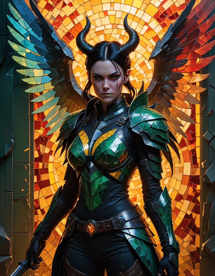 Glowing Mosaic Demon Hunter in Vibrant Shattered Armor