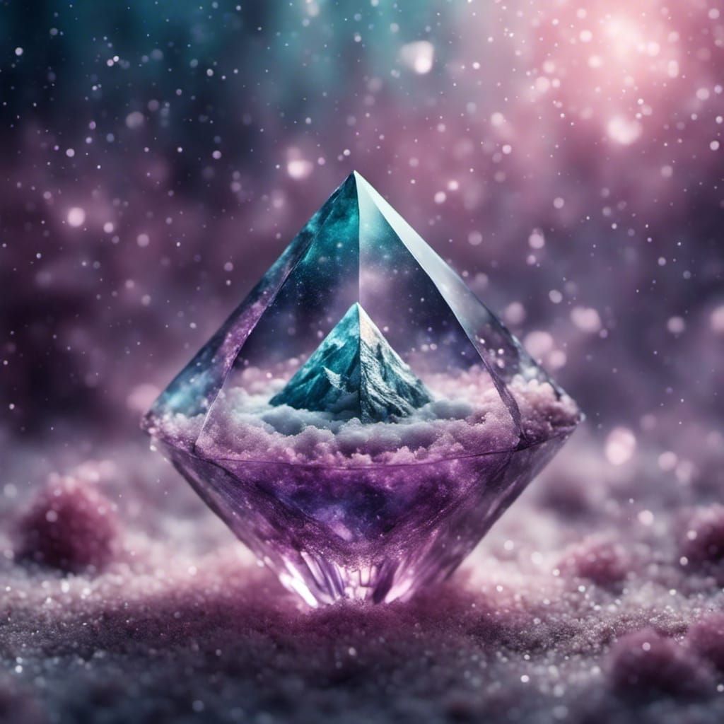 Crystal Pyramid Vortex in Winter Landscape