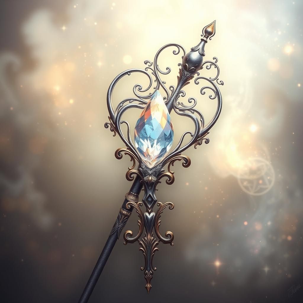Ornate Crystal Wand in a Surrealist Style