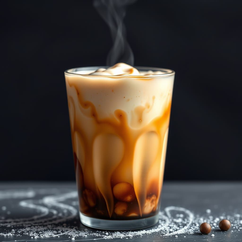 Iced Coffee Scenery with Caramel Macchiato Colors