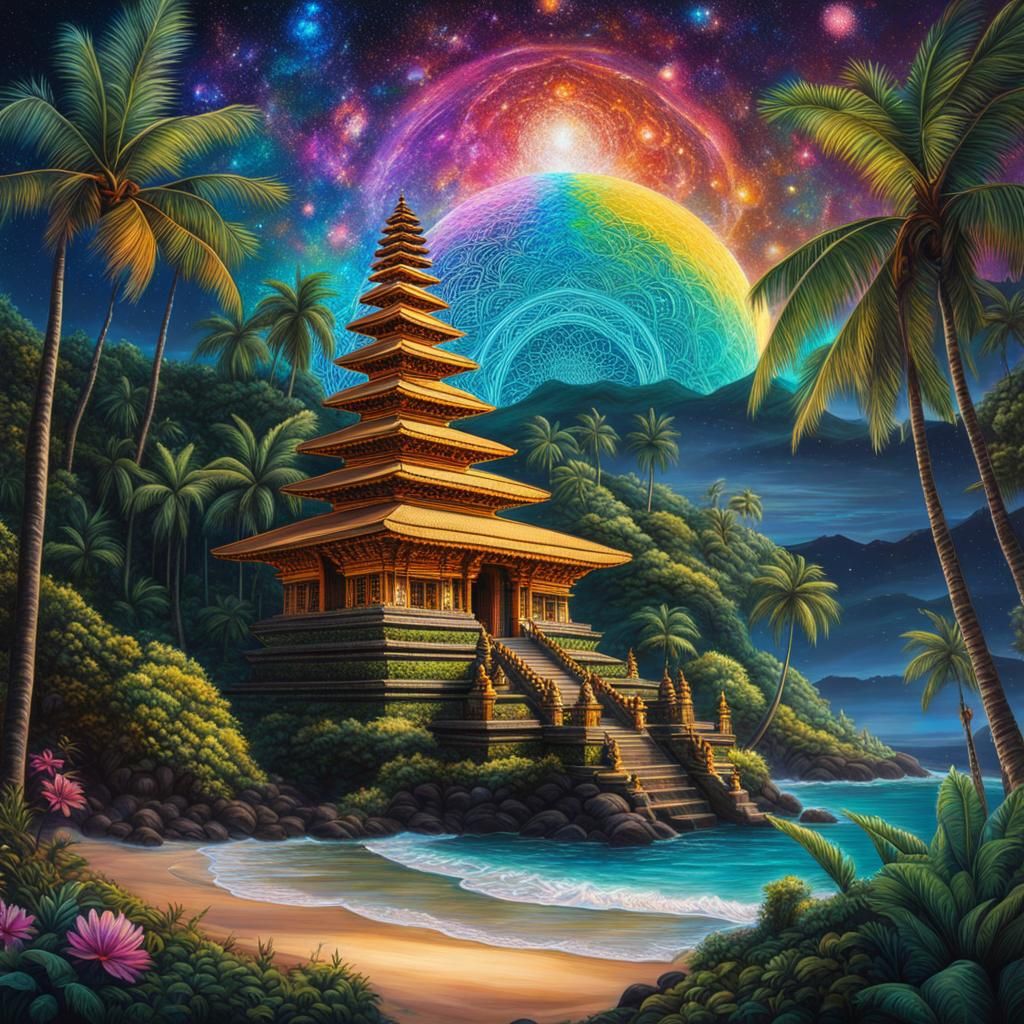 Bali Beach Temple in Astral Cosmic Style